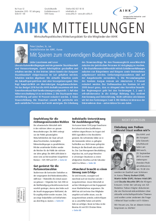 Mitteilungen 9/2015